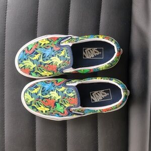 Vans slip-on, kids size 12.5, glow-in-the-dark shark design